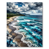 Na Pali Black Sand Waves Coastal Rug