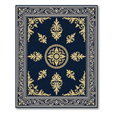 Navy Blue Gold Medallion Persian Rug