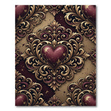Ornate Baroque Cracked Heart Distressed Rug