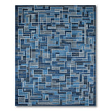 Modern Geometric Blue Maze Area Rug