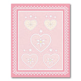 Whimsical Pink Hearts Star Flowers Lace Rug