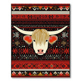 Highland Cow Geometric Southwestern Rug