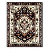 Black Cream Persian Medallion Area Rug