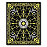Intricate Black Web Floral Gold Border Rug