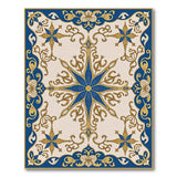 Navy Blue Gold Ornate Star Medallion Area Rug