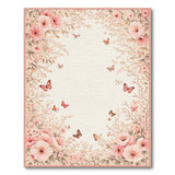 Pink Vintage Pink Peony Butterfly Floral Rug