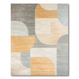 Modern Geometric Abstract Area Rug in Grey Orange