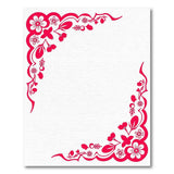Bold Red Papercut Floral Border Area Rug
