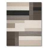 Neutral Beige Grey Geometric Block Area Rug