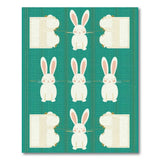 Adorable Cartoon Bunnies Green Grid Rug