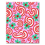 Festive Pink Candy Cane Holly Area Rug