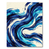 Sweeping Blue Waves Abstract Area Rug