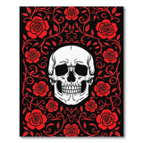 Red Rose Skull Gothic Area Rug