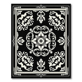 ODIKA Washable Vintage Medallion Black and Ivory Low Pile Area Rug