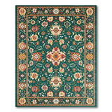 Emerald Green Traditional Persian Floral Green Rug