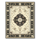 Timeless Ivory Black Persian Medallion Rug