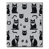 Spooky Black Cat Halloween Grey Rug