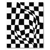ODIKA Modern Wavy Checkerboard Washable Rug - Black & White Non-Slip Low Pile Area Rug