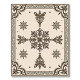 Ornate Beige Area Rug with Bronze Snowflake Motifs