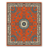 Vibrant Orange Persian Medallion Area Rug