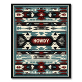 Howdy Southwestern Blue Teal Area Rug
