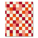 Vibrant Red Orange Pink Checkered Area Rug