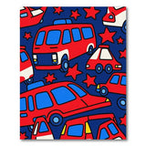 Playful Fire Trucks Stars Kids Cartoon Rug