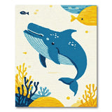 Multi-color and Patterns Playful Blue Whale Ocean Kids Area Rug