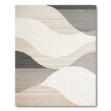 Modern Abstract Wavy Grey Beige Area Rug