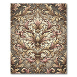 Ornate Gold Baroque Floral Area Rug