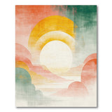 ODIKA Washable Abstract Sun Landscape Modern Area Rug - Low Pile & Non-Slip