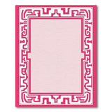 Pink Pink Geometric Border Area Rug