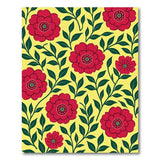 Vibrant Red Peony Floral Yellow Area Rug