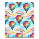 Kids Cartoon Rainbow Hot Air Balloon Kids Area Rug