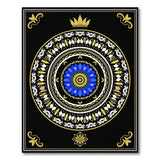 Regal Blue Mandala Crown Rug with Gold Filigree