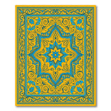 Ornate Yellow Persian Rug with Blue Floral Medallion