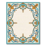 Ornate Teal Gold Persian Border Area Rug