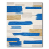 Blue Gold Brushstroke Geometric Area Rug