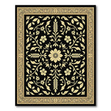 Gold and Silver Black Gold Floral Persian Area Rug