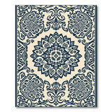 Navy Mandala Cream Area Rug