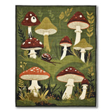 Whimsical Green Mushroom Forest Rug with Snail