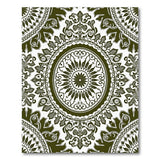 Ornate Olive Green Persian Mandala Rug