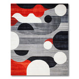 Bold Red Black Abstract Geometric Area Rug