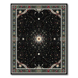 ODIKA Celestial Sun and Moon Washable Area Rug - Low Pile Non-Slip Galaxy Carpet