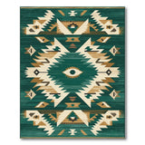 Teal Southwestern Geometric Eye Motif Area Rug