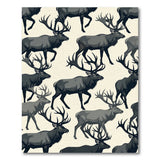 Majestic Elk Silhouette Repeat Area Rug