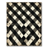 Distressed Black White Checkered Vintage Area Rug