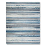Geometric Modern Blue and Teal Blue Teal Striped Woven Area Rug