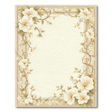 Vintage Hibiscus Floral Border Beige Area Rug