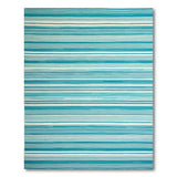 Teal Striped Coastal Beach Area Rug